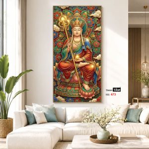 Địa Tạng Vương Bồ Tát | Tranh hộp đèn cao cấp | Mã tranh 473 | Tranh TÂM - Ảnh 5