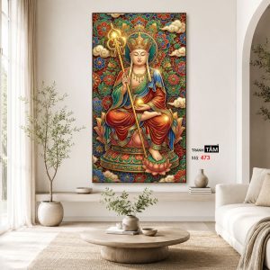 Địa Tạng Vương Bồ Tát | Tranh hộp đèn cao cấp | Mã tranh 473 | Tranh TÂM - Ảnh 4