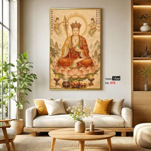 Địa Tạng Vương Bồ Tát | Tranh hộp đèn cao cấp | Mã tranh 476 | Tranh TÂM - Ảnh 3