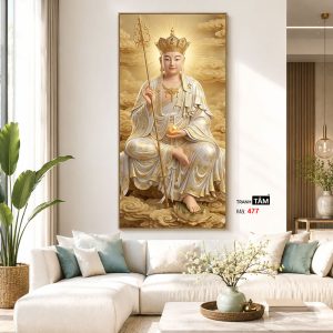 Địa Tạng Vương Bồ Tát | Tranh hộp đèn cao cấp | Mã tranh 477 | Tranh TÂM - Ảnh 5