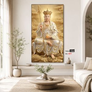 Địa Tạng Vương Bồ Tát | Tranh hộp đèn cao cấp | Mã tranh 477 | Tranh TÂM - Ảnh 4