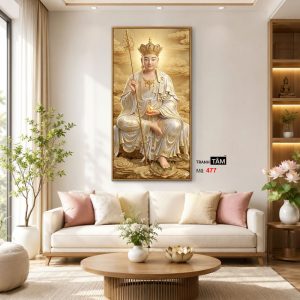 Địa Tạng Vương Bồ Tát | Tranh hộp đèn cao cấp | Mã tranh 477 | Tranh TÂM - Ảnh 3