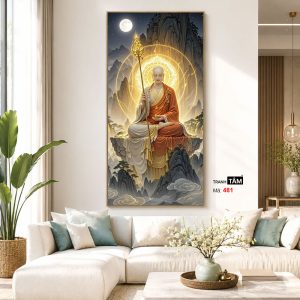 Địa Tạng Vương Bồ Tát | Tranh hộp đèn cao cấp | Mã tranh 481 | Tranh TÂM - Ảnh 5