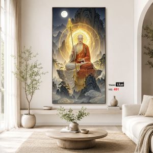 Địa Tạng Vương Bồ Tát | Tranh hộp đèn cao cấp | Mã tranh 481 | Tranh TÂM - Ảnh 4