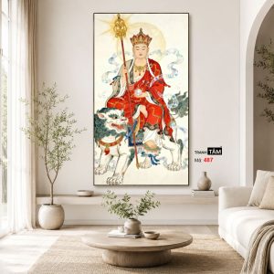 Địa Tạng Vương Bồ Tát | Tranh hộp đèn cao cấp | Mã tranh 487 | Tranh TÂM - Ảnh 4