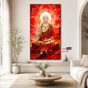 Địa Tạng Vương Bồ Tát | Tranh hộp đèn cao cấp | Mã tranh 488 | Tranh TÂM - Ảnh 4