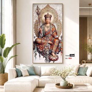 Địa Tạng Vương Bồ Tát | Tranh hộp đèn cao cấp | Mã tranh 489 | Tranh TÂM - Ảnh 5