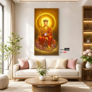 Địa Tạng Vương Bồ Tát | Tranh hộp đèn cao cấp | Mã tranh 490 | Tranh TÂM - Ảnh 3