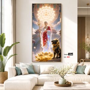 Địa Tạng Vương Bồ Tát | Tranh hộp đèn cao cấp | Mã tranh 491 | Tranh TÂM - Ảnh 5