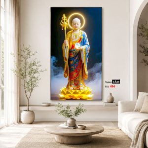 Địa Tạng Vương Bồ Tát | Tranh hộp đèn cao cấp | Mã tranh 494 | Tranh TÂM - Ảnh 4