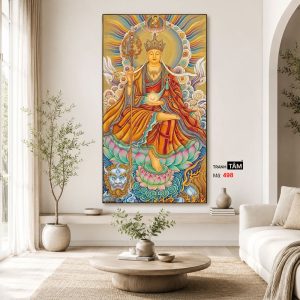Địa Tạng Vương Bồ Tát | Tranh hộp đèn cao cấp | Mã tranh 498 | Tranh TÂM - Ảnh 4