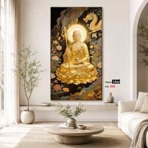 Địa Tạng Vương Bồ Tát | Tranh hộp đèn cao cấp | Mã tranh 505 | Tranh TÂM - Ảnh 3