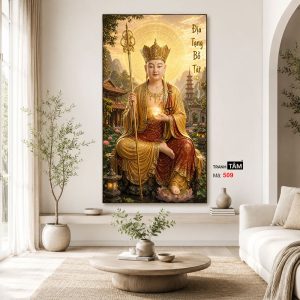 Địa Tạng Vương Bồ Tát | Tranh hộp đèn cao cấp | Mã tranh 509 | Tranh TÂM - Ảnh 3