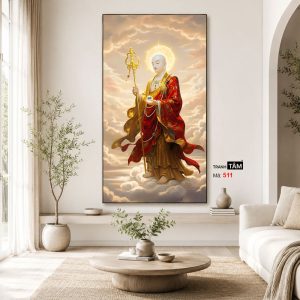 Địa Tạng Vương Bồ Tát | Tranh hộp đèn cao cấp | Mã tranh 511 | Tranh TÂM - Ảnh 3