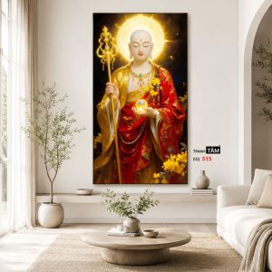 Địa Tạng Vương Bồ Tát | Tranh hộp đèn cao cấp | Mã tranh 515 | Tranh TÂM - Ảnh 3