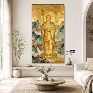 Địa Tạng Vương Bồ Tát | Tranh hộp đèn cao cấp | Mã tranh 518 | Tranh TÂM - Ảnh 3