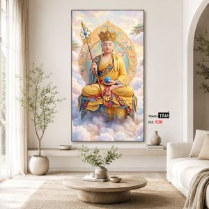 Địa Tạng Vương Bồ Tát | Tranh hộp đèn cao cấp | Mã tranh 530 | Tranh TÂM - Ảnh 3