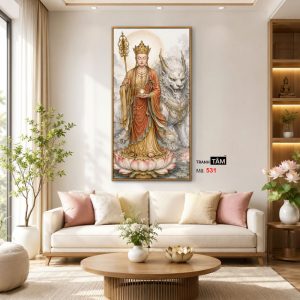 Địa Tạng Vương Bồ Tát | Tranh hộp đèn cao cấp | Mã tranh 531 | Tranh TÂM - Ảnh 5