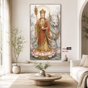 Địa Tạng Vương Bồ Tát | Tranh hộp đèn cao cấp | Mã tranh 531 | Tranh TÂM - Ảnh 3