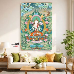 Alternative view of Đức Bạch Độ Mẫu (Đức Tara Trắng) | Tranh hộp đèn cao cấp | Mã tranh 532 | Tranh TÂM