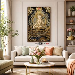 Đức Bạch Độ Mẫu (Đức Tara Trắng) | Tranh hộp đèn cao cấp | Mã tranh 533 | Tranh TÂM - Ảnh 5