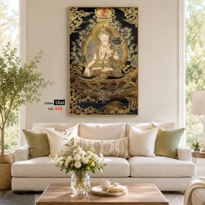 Đức Bạch Độ Mẫu (Đức Tara Trắng) | Tranh hộp đèn cao cấp | Mã tranh 533 | Tranh TÂM - Ảnh 4