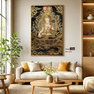 Đức Bạch Độ Mẫu (Đức Tara Trắng) | Tranh hộp đèn cao cấp | Mã tranh 533 | Tranh TÂM - Ảnh 3