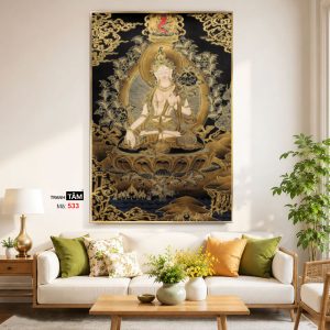 Alternative view of Đức Bạch Độ Mẫu (Đức Tara Trắng) | Tranh hộp đèn cao cấp | Mã tranh 533 | Tranh TÂM