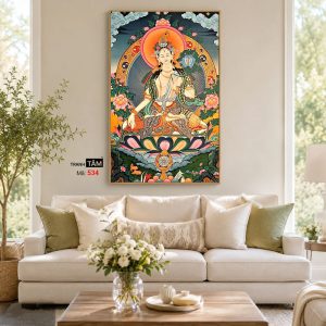 Đức Bạch Độ Mẫu (Đức Tara Trắng) | Tranh hộp đèn cao cấp | Mã tranh 534 | Tranh TÂM - Ảnh 4