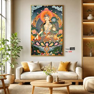 Đức Bạch Độ Mẫu (Đức Tara Trắng) | Tranh hộp đèn cao cấp | Mã tranh 534 | Tranh TÂM - Ảnh 3