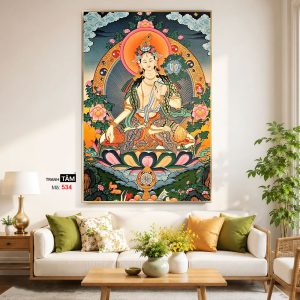 Alternative view of Đức Bạch Độ Mẫu (Đức Tara Trắng) | Tranh hộp đèn cao cấp | Mã tranh 534 | Tranh TÂM
