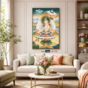 Đức Bạch Độ Mẫu (Đức Tara Trắng) | Tranh hộp đèn cao cấp | Mã tranh 536 | Tranh TÂM - Ảnh 5