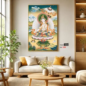 Đức Bạch Độ Mẫu (Đức Tara Trắng) | Tranh hộp đèn cao cấp | Mã tranh 536 | Tranh TÂM - Ảnh 3