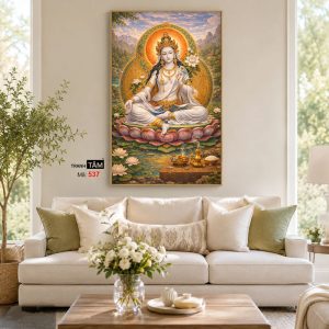 Đức Bạch Độ Mẫu (Đức Tara Trắng) | Tranh hộp đèn cao cấp | Mã tranh 537 | Tranh TÂM - Ảnh 4