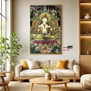 Đức Bạch Độ Mẫu (Đức Tara Trắng) | Tranh hộp đèn cao cấp | Mã tranh 540 | Tranh TÂM - Ảnh 3