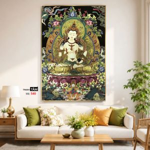 Alternative view of Đức Bạch Độ Mẫu (Đức Tara Trắng) | Tranh hộp đèn cao cấp | Mã tranh 540 | Tranh TÂM