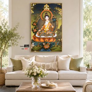 Đức Bạch Độ Mẫu (Đức Tara Trắng) | Tranh hộp đèn cao cấp | Mã tranh 541 | Tranh TÂM - Ảnh 4