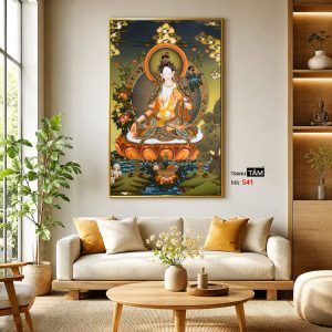 Đức Bạch Độ Mẫu (Đức Tara Trắng) | Tranh hộp đèn cao cấp | Mã tranh 541 | Tranh TÂM - Ảnh 3