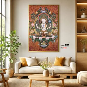 Đức Bạch Độ Mẫu (Đức Tara Trắng) | Tranh hộp đèn cao cấp | Mã tranh 542 | Tranh TÂM - Ảnh 3