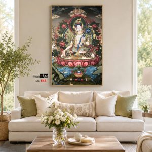 Đức Bạch Độ Mẫu (Đức Tara Trắng) | Tranh hộp đèn cao cấp | Mã tranh 543 | Tranh TÂM - Ảnh 4