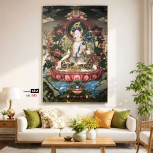 Alternative view of Đức Bạch Độ Mẫu (Đức Tara Trắng) | Tranh hộp đèn cao cấp | Mã tranh 543 | Tranh TÂM