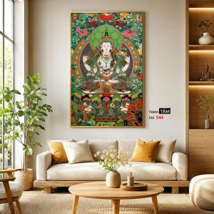 Đức Bạch Độ Mẫu (Đức Tara Trắng) | Tranh hộp đèn cao cấp | Mã tranh 544 | Tranh TÂM - Ảnh 3