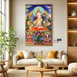 Đức Bạch Độ Mẫu (Đức Tara Trắng) | Tranh hộp đèn cao cấp | Mã tranh 545 | Tranh TÂM - Ảnh 4