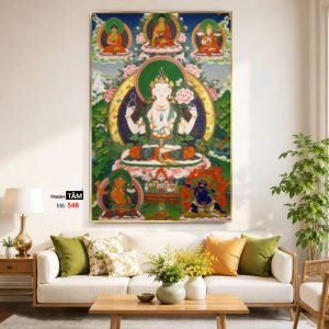 Alternative view of Đức Bạch Độ Mẫu (Đức Tara Trắng) | Tranh hộp đèn cao cấp | Mã tranh 546 | Tranh TÂM