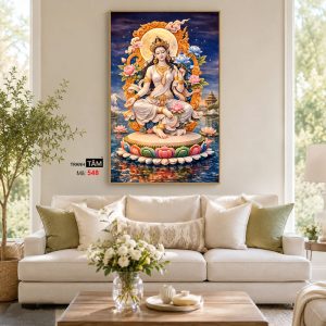 Đức Bạch Độ Mẫu (Đức Tara Trắng) | Tranh hộp đèn cao cấp | Mã tranh 548 | Tranh TÂM - Ảnh 4