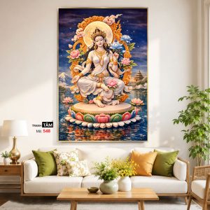 Alternative view of Đức Bạch Độ Mẫu (Đức Tara Trắng) | Tranh hộp đèn cao cấp | Mã tranh 548 | Tranh TÂM