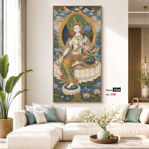 Đức Bạch Độ Mẫu (Đức Tara Trắng) | Tranh hộp đèn cao cấp | Mã tranh 549 | Tranh TÂM - Ảnh 5