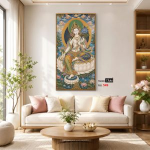 Đức Bạch Độ Mẫu (Đức Tara Trắng) | Tranh hộp đèn cao cấp | Mã tranh 549 | Tranh TÂM - Ảnh 3