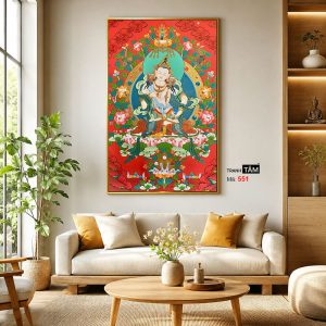 Đức Bạch Độ Mẫu (Đức Tara Trắng) | Tranh hộp đèn cao cấp | Mã tranh 551 | Tranh TÂM - Ảnh 3
