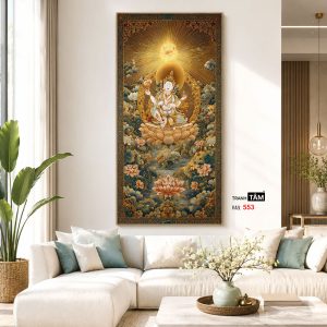 Đức Bạch Độ Mẫu (Đức Tara Trắng) | Tranh hộp đèn cao cấp | Mã tranh 553 | Tranh TÂM - Ảnh 5